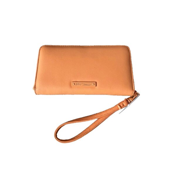 Betsey Johnson Skull Studded Zip Wristlet Wallet Orange - Picture 2 of 3